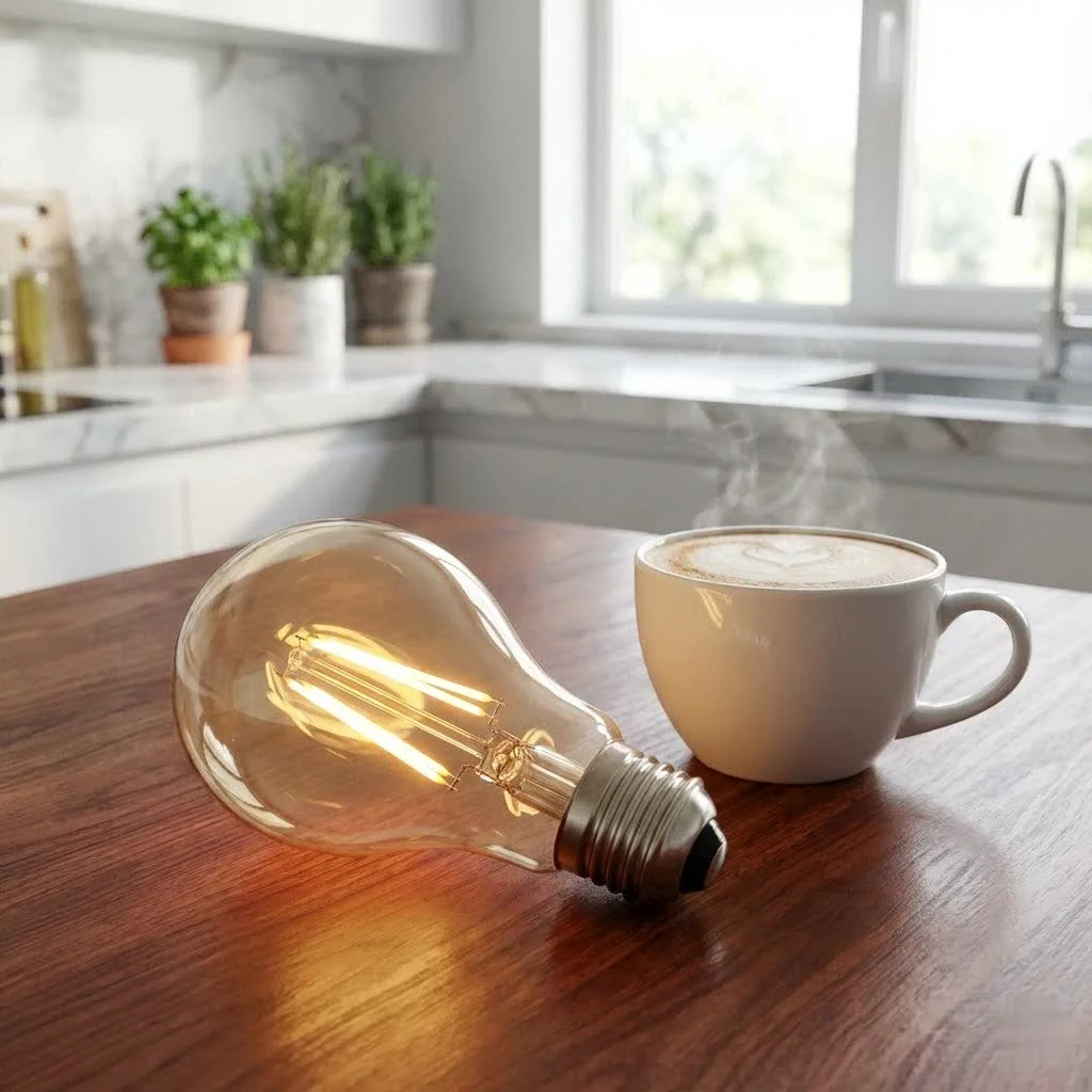 Philips smart LED bulbs illuminating a modern living room