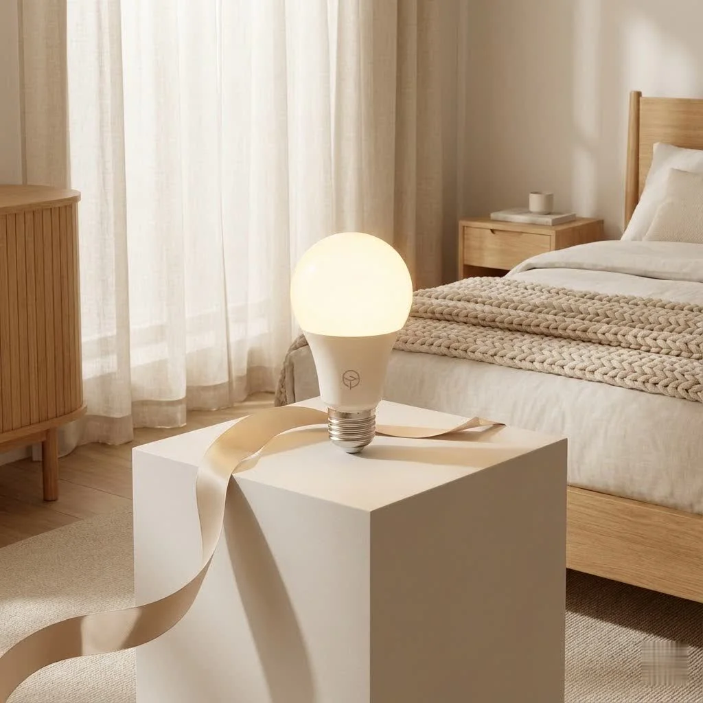 BR40 smart bulb illuminating a modern living room