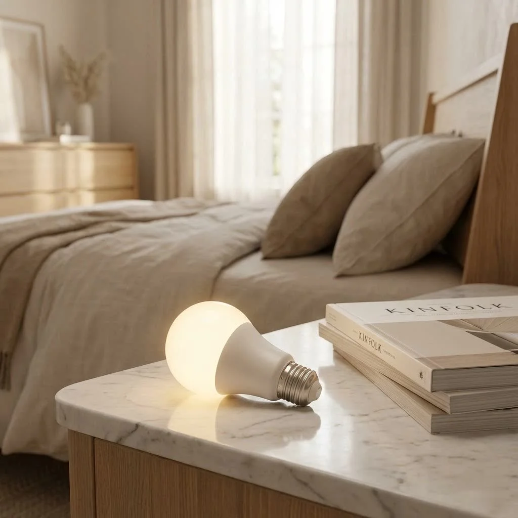 Wiz smart bulb glowing in a modern home