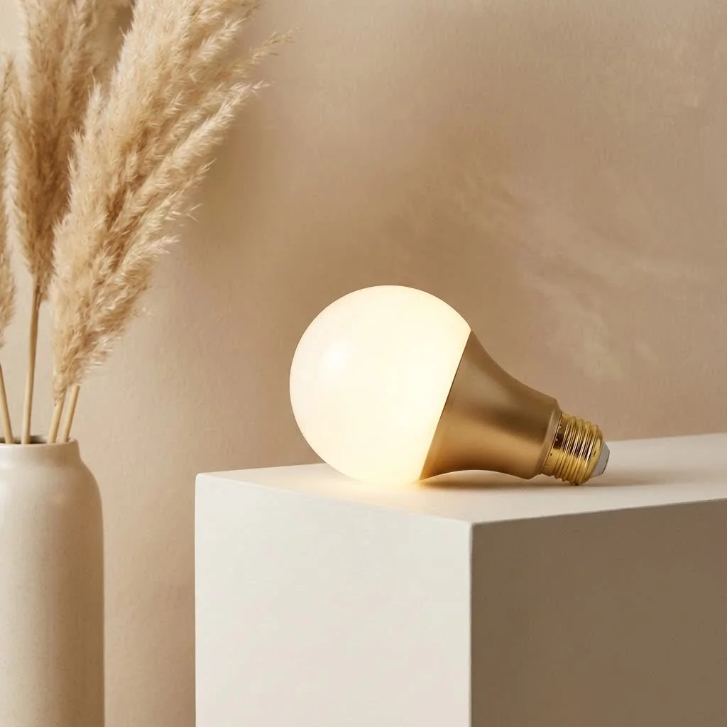 Smart bulbs illuminating a modern living room