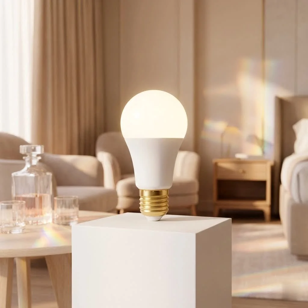 Eufy smart bulb illuminating a modern living room