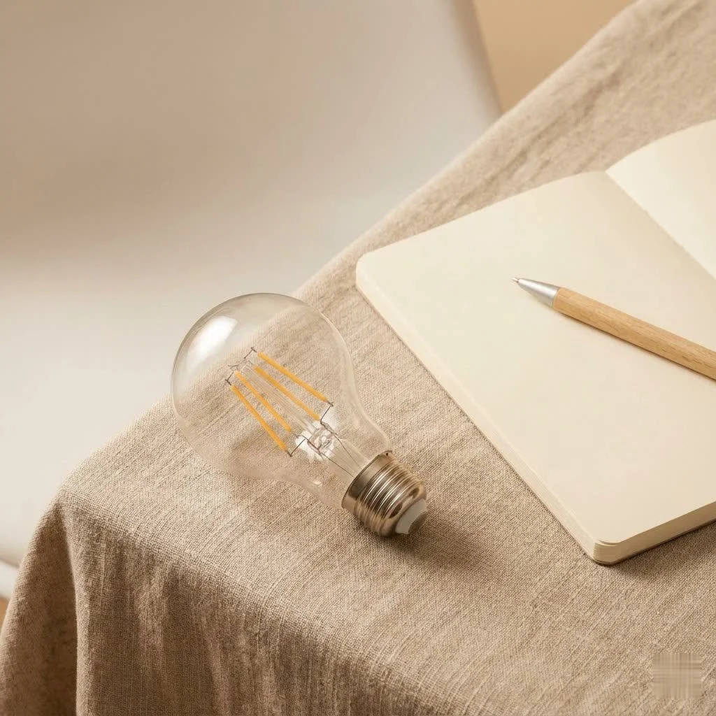 Ecosmart smart bulb illuminating a modern living room