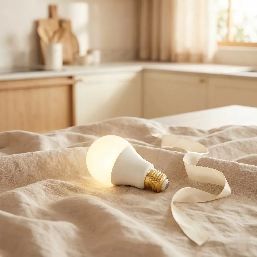Kasa Smart Bulb illuminating a modern living room