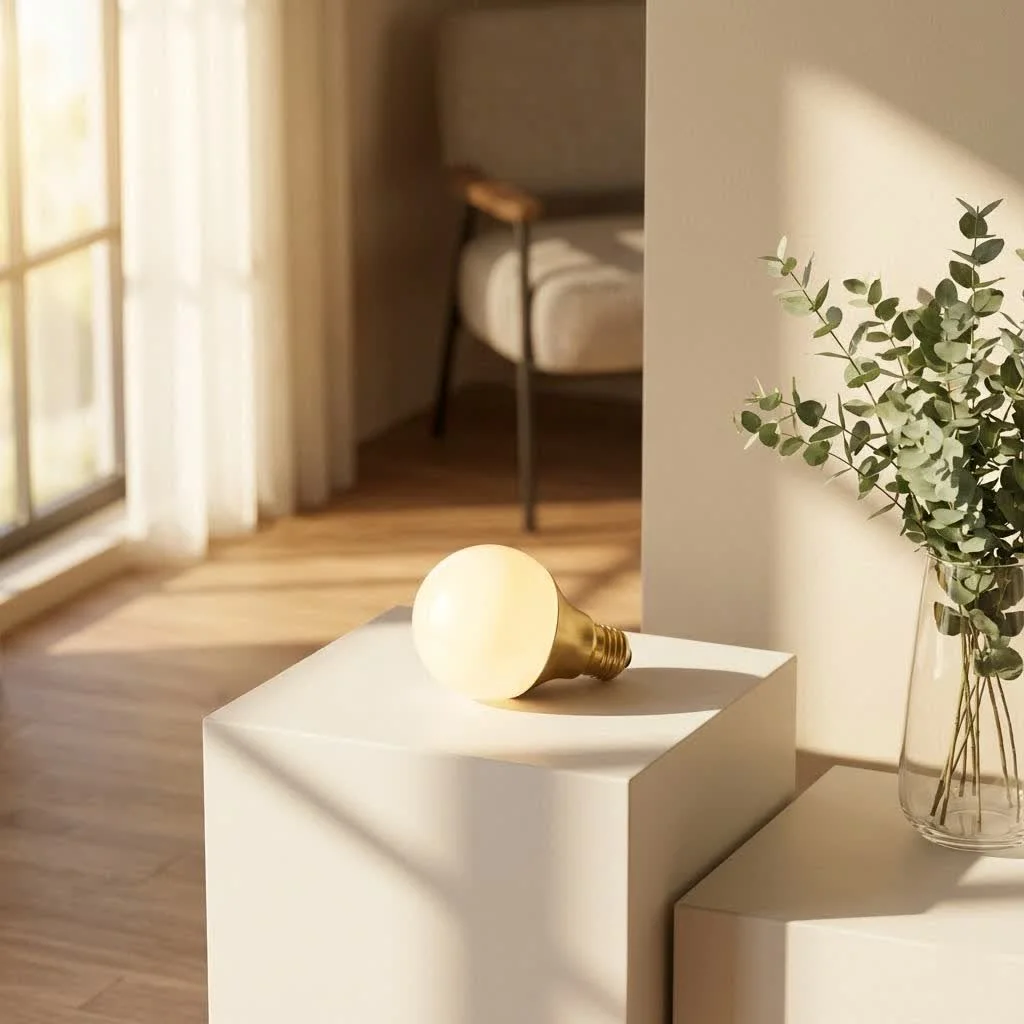 E12 smart bulb illuminating a decorative chandelier