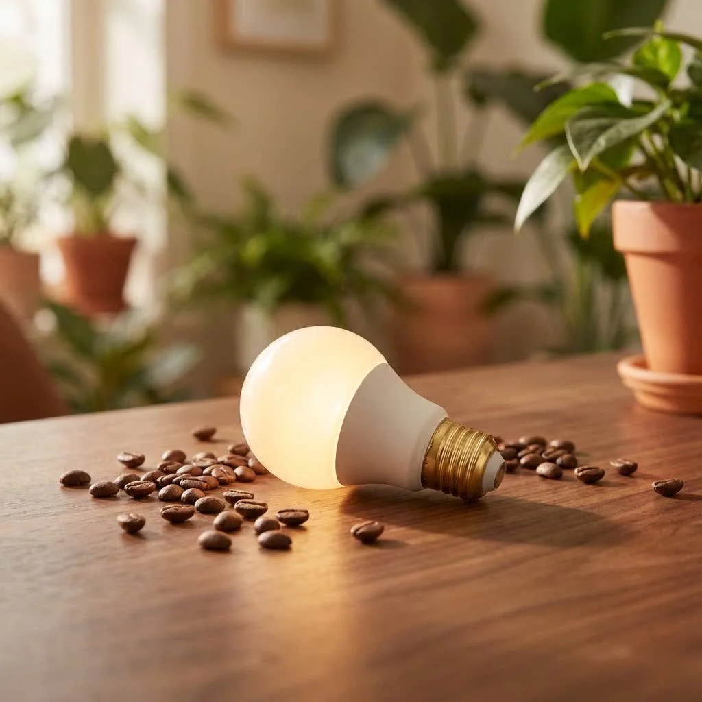 Tuya smart bulb illuminating a modern living room