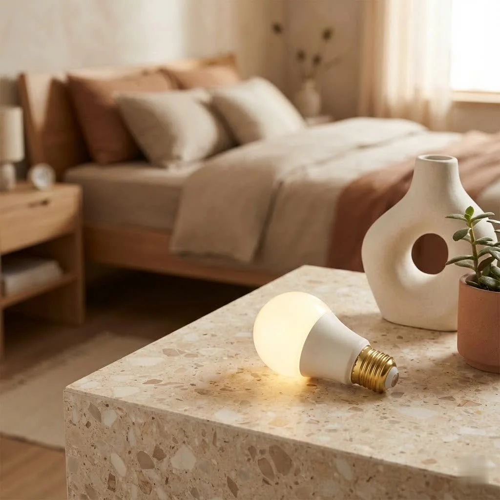 Lumiman smart bulb glowing with vibrant colors