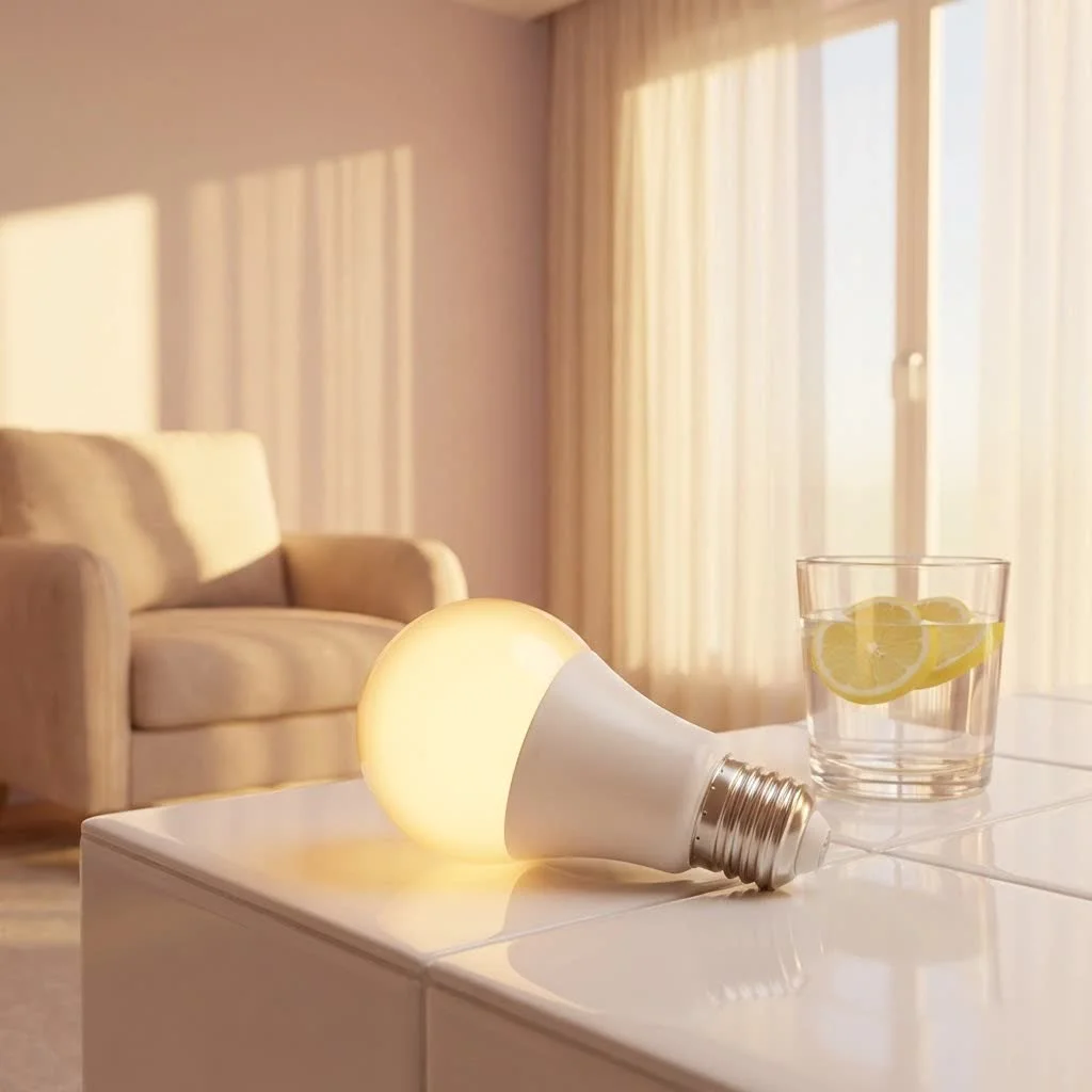 Lutron Aurora smart bulb dimmer installed over a toggle switch