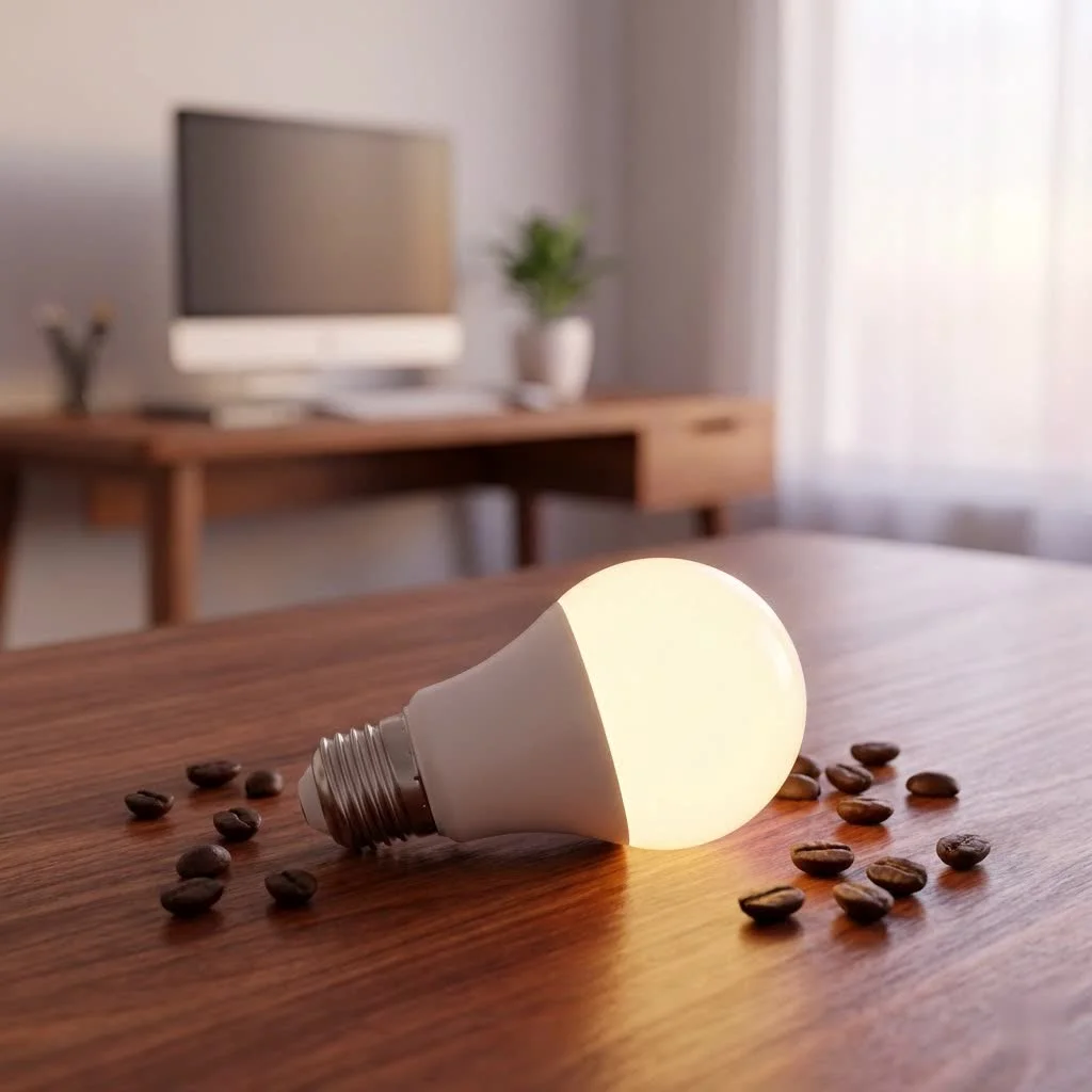 IKEA smart bulbs illuminating a modern living room