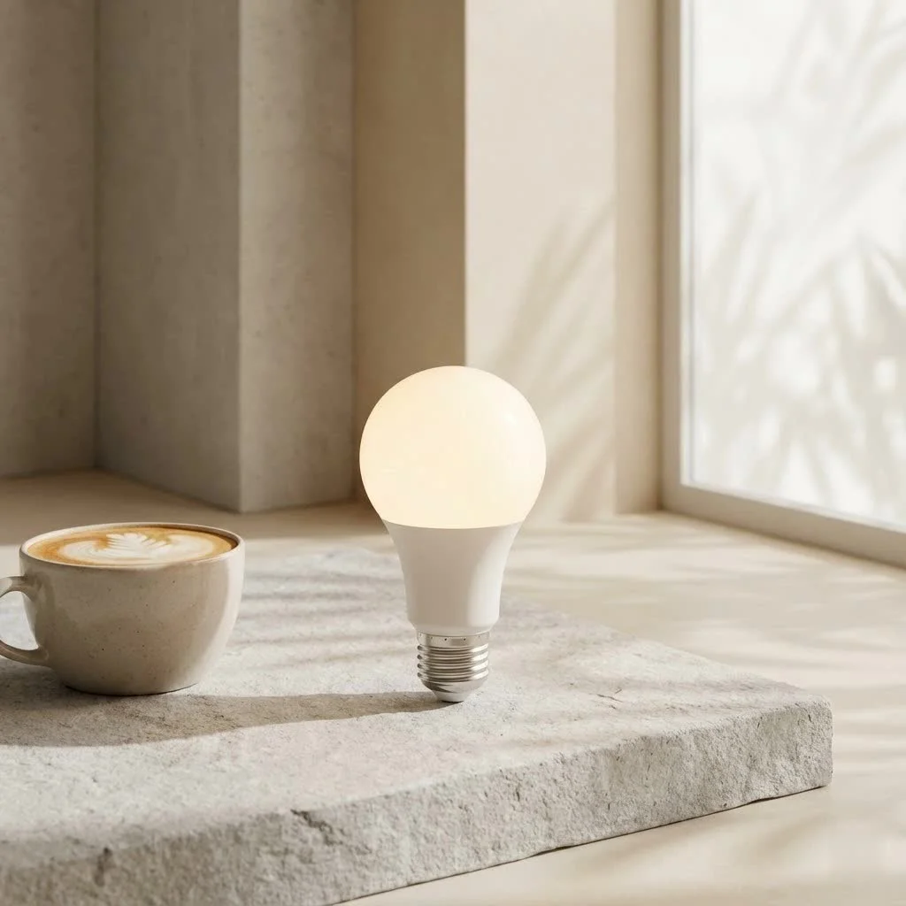 Sengled smart bulb glowing in a modern living room