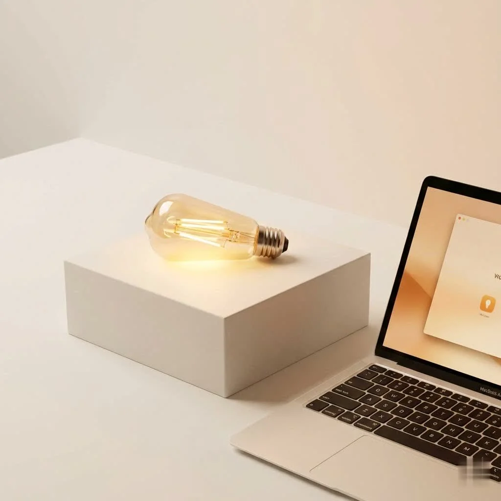 Matter smart bulbs glowing in a modern living room
